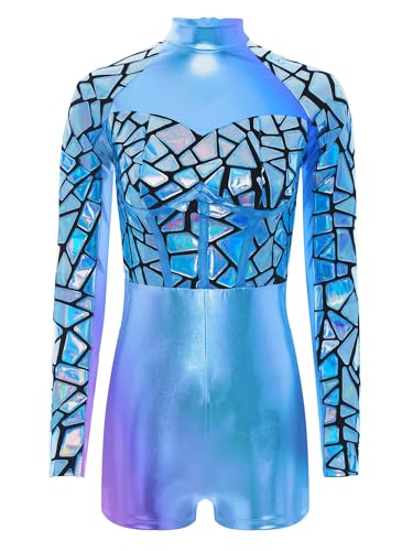 Freebily Damen Space Girl Alien Kostüm Glitzer Metallic Body Overall Weltraum Kostüm Karneval Festival Party Outfit Blau 4XL Freebily Damen Space Girl Alien Kostüm Glitzer Metallic Body Overall Weltraum Kostüm Karneval Festival Party Outfit Blau 4XL von Freebily