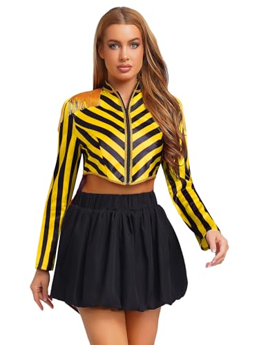 Freebily Damen Zirkus Kostüm Zirkusdirektor Jacke Streifen Frack Mantel Mit Quaste Epaulette Halloween Karneval Kostüm Gelb&Schwarz S Freebily Damen Zirkus Kostüm Zirkusdirektor Jacke Streifen Frack Mantel Mit Quaste Epaulette Halloween Karneval Kostüm Gelb&Schwarz S von Freebily