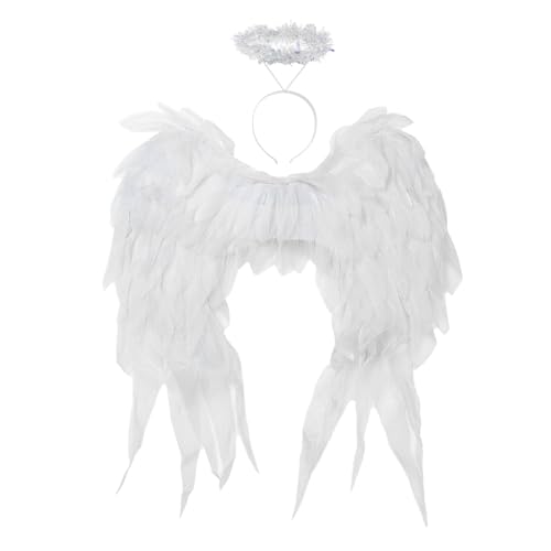 Freebily Engelsflügel Und Stirnband Erwachsene Engelsflügel Aus Federn Für Damen Mädchen Halloween Cosplay Weißes Set Einheitsgröße Freebily Engelsflügel Und Stirnband Erwachsene Engelsflügel Aus Federn Für Damen Mädchen Halloween Cosplay Weißes Set Einheitsgröße von Freebily