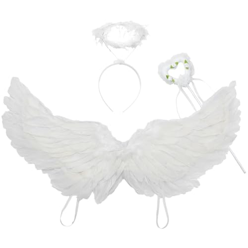 Freebily Engelsflügel mit Heiligenschein Zauberstab Set Weihnachten Engel Cosplay Feen Feder Flügel Fasching Karneval Weiß M One Size Freebily Engelsflügel mit Heiligenschein Zauberstab Set Weihnachten Engel Cosplay Feen Feder Flügel Fasching Karneval Weiß M One Size von Freebily