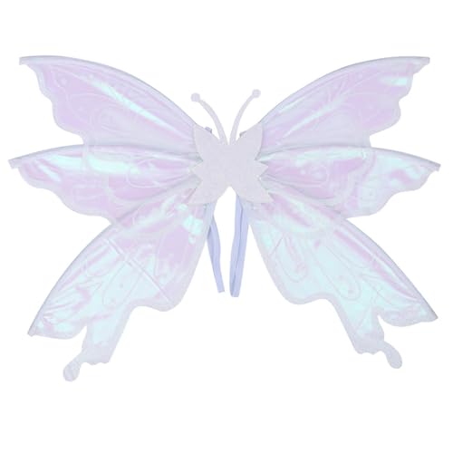 Freebily Funkelnde, transparente Feenflügel, mehrlagige Schmetterlingsflügel für Halloween-Kostüm, Rollenspiel-Accessoire Weiß Einheitsgröße von Freebily