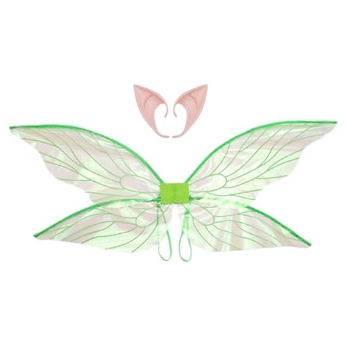 Freebily Glänzende Durchsichtige Zikadenflügel Mit Elfenohren Halloween Kostüm Libellenflügel Für Damen Mädchen Grün Einheitsgröße Freebily Glänzende Durchsichtige Zikadenflügel Mit Elfenohren Halloween Kostüm Libellenflügel Für Damen Mädchen Grün Einheitsgröße von Freebily