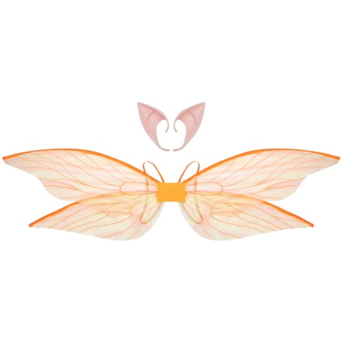 Freebily Glänzende Durchsichtige Zikadenflügel Mit Elfenohren Halloween Kostüm Libellenflügel Für Damen Mädchen Orange Einheitsgröße Freebily Glänzende Durchsichtige Zikadenflügel Mit Elfenohren Halloween Kostüm Libellenflügel Für Damen Mädchen Orange Einheitsgröße von Freebily