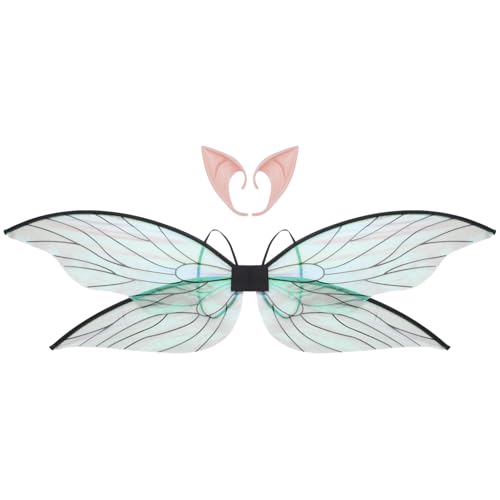 Freebily Glänzende Durchsichtige Zikadenflügel Mit Elfenohren Halloween Kostüm Libellenflügel Für Damen Mädchen Schwarz Einheitsgröße Freebily Glänzende Durchsichtige Zikadenflügel Mit Elfenohren Halloween Kostüm Libellenflügel Für Damen Mädchen Schwarz Einheitsgröße von Freebily
