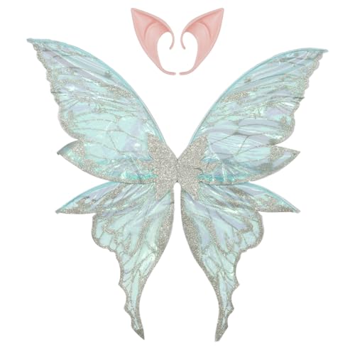 Freebily Glänzender Goldstempel Schmetterlingsflügel mit Feenelfenohren für Halloween Party Silber One Size Freebily Glänzender Goldstempel Schmetterlingsflügel mit Feenelfenohren für Halloween Party Silber One Size von Freebily