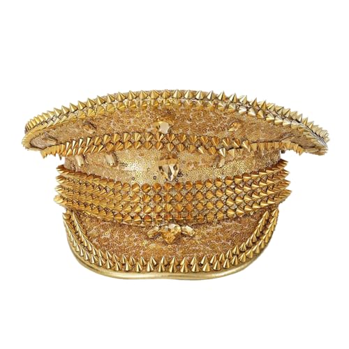 Freebily Glitzer Kapitänsmütze Pailletten Matrosenmütze Glänzend Seemann Hut Party Kopfbedeckung Cosplay Halloween Karneval Gold Einheitsgröße von Freebily