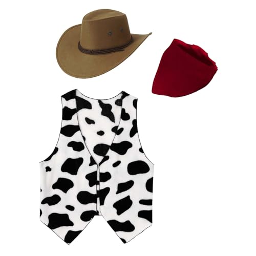 Freebily Halloween Cowboy Kostüm Cowboyhut Kuhflecken Flanell Weste Bandana Western Cosplay Karneval Halloween Fasching Mottoparty Rot&Kaffee L Freebily Halloween Cowboy Kostüm Cowboyhut Kuhflecken Flanell Weste Bandana Western Cosplay Karneval Halloween Fasching Mottoparty Rot&Kaffee L von Freebily