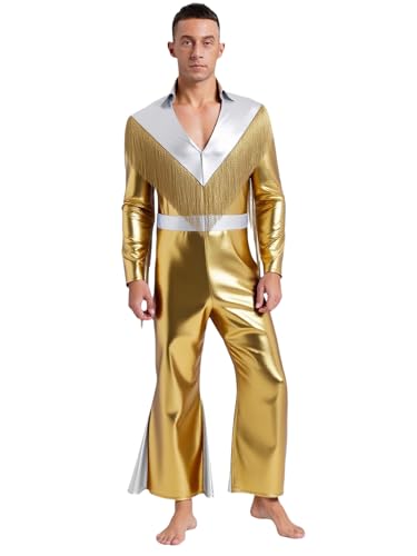 Freebily Herren 70er Jahre Disco Anzug Metallic Jumpsuit Quaste Schlag Overall Hippie Outfit Fasching Kostüm Party Clubwear Freebily Herren 70er Jahre Disco Anzug Metallic Jumpsuit Quaste Schlag Overall Hippie Outfit Fasching Kostüm Party Clubwear von Freebily