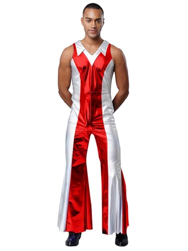Freebily Herren 70er Jahre Disco Anzug Metallic Jumpsuit Revers Kontrastfarbe Overall Glitzer Fasching Party Clubwear Rot L Freebily Herren 70er Jahre Disco Anzug Metallic Jumpsuit Revers Kontrastfarbe Overall Glitzer Fasching Party Clubwear Rot L von Freebily