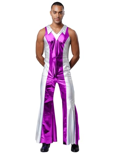 Freebily Herren 70er Jahre Disco Anzug Metallic Jumpsuit Revers Kontrastfarbe Overall Glitzer Fasching Party Clubwear Violett M Freebily Herren 70er Jahre Disco Anzug Metallic Jumpsuit Revers Kontrastfarbe Overall Glitzer Fasching Party Clubwear Violett M von Freebily