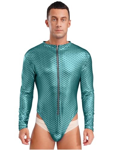 Freebily Herren Bodysuit Glitzer Metallic Fischschuppen Muster Body Meerjungfrau König Der Meere Kostüm Karneval Party Outfit Minzgrün L Freebily Herren Bodysuit Glitzer Metallic Fischschuppen Muster Body Meerjungfrau König Der Meere Kostüm Karneval Party Outfit Minzgrün L von Freebily