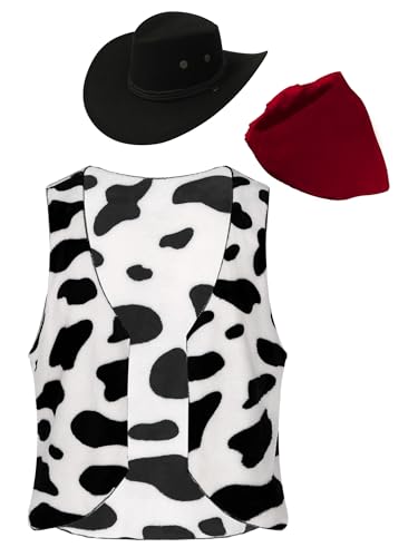 Freebily Herren Cowboy Set Cowboy Weste Kuhmuster Texas-Hut Schal Halstuch Erwachsenen-KostümWilder Westen Sherriff Karneval Mottoparty Verkleidung Schwarz_A_Set XL Freebily Herren Cowboy Set Cowboy Weste Kuhmuster Texas-Hut Schal Halstuch Erwachsenen-KostümWilder Westen Sherriff Karneval Mottoparty Verkleidung Schwarz_A_Set XL von Freebily