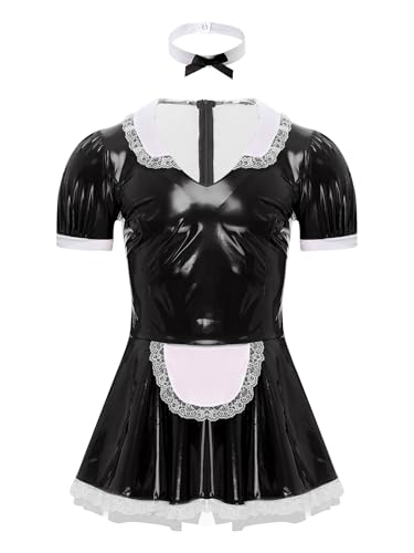 Freebily Herren Dienstmädchen Kostüm Lack Kleid Halsband Set Männer Karneval Halloween Kostüm Putzfrau Cosplay Uniform Schwarz_F 4XL Freebily Herren Dienstmädchen Kostüm Lack Kleid Halsband Set Männer Karneval Halloween Kostüm Putzfrau Cosplay Uniform Schwarz_F 4XL von Freebily