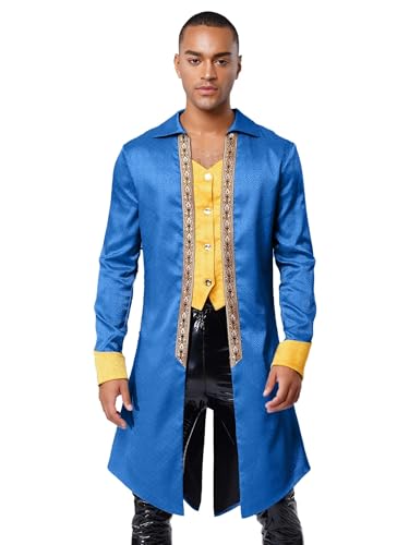 Freebily Herren Frack Mantel Steampunk Mittelalter Renaissance Jacquard Mantel Fasching Halloween Kostüm Zirkus Ringmaster Outfit von Freebily