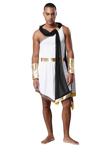 Freebily Herren Griechische Götter Kostüm Toga Armband Römischer Kämpfer Grieche Gott Outfit Erwachsenenkostüm Fasching Halloween von Freebily