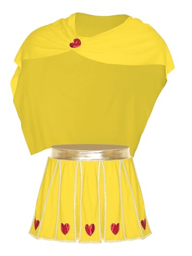 Freebily Herren Kostüm Griechische Götter Cupido Gott Der Liebe Kostüm Kilt Umhang Set Halloween Fasching Karnevalskostüme Gelb L von Freebily