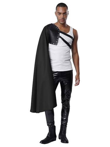 Freebily Herren Mittelalterliche Umhang Halb Schulter Renaissance Gothic Punk Cape Schal Wikinger Krieger Kostüm von Freebily