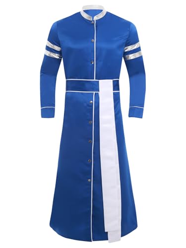 Freebily Herren Priester Kostüm Halloween Fasching Kostüm Priester Robe Kirche Römische Celebrant Taufen Kostüm Mottoparty Cosplay Outfit Blau M von Freebily