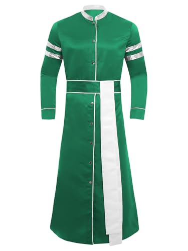 Freebily Herren Priester Kostüm Halloween Fasching Kostüm Priester Robe Kirche Römische Celebrant Taufen Kostüm Mottoparty Cosplay Outfit Grün XXL von Freebily