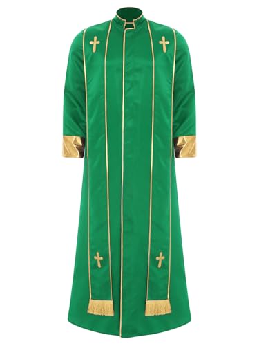 Freebily Herren Priesterkostüm Vikar Outfit Gewand Mit Stola Stehkragen Halloween Katholisches Geistliches Religiöses Kostüm Grün XXL Freebily Herren Priesterkostüm Vikar Outfit Gewand Mit Stola Stehkragen Halloween Katholisches Geistliches Religiöses Kostüm Grün XXL von Freebily