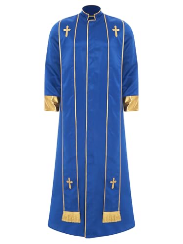 Freebily Herren Priesterkostüm Vikar Outfit Gewand Mit Stola Stehkragen Halloween Katholisches Geistliches Religiöses Kostüm Königsblau S Freebily Herren Priesterkostüm Vikar Outfit Gewand Mit Stola Stehkragen Halloween Katholisches Geistliches Religiöses Kostüm Königsblau S von Freebily