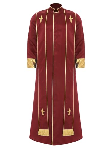 Freebily Herren Priesterkostüm Vikar Outfit Gewand Mit Stola Stehkragen Halloween Katholisches Geistliches Religiöses Kostüm Rot 3XL Freebily Herren Priesterkostüm Vikar Outfit Gewand Mit Stola Stehkragen Halloween Katholisches Geistliches Religiöses Kostüm Rot 3XL von Freebily