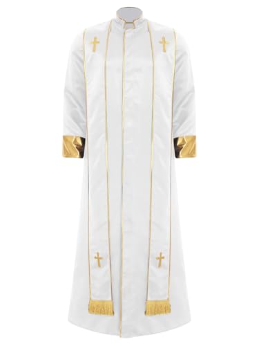 Freebily Herren Priesterkostüm Vikar Outfit Gewand Mit Stola Stehkragen Halloween Katholisches Geistliches Religiöses Kostüm Weiß M Freebily Herren Priesterkostüm Vikar Outfit Gewand Mit Stola Stehkragen Halloween Katholisches Geistliches Religiöses Kostüm Weiß M von Freebily