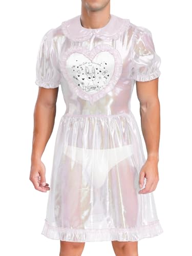 Freebily Herren Sissy Maid Kostüm Durchsichtiges Dienstmädchen Kleid Mit Puffärmel Karneval Party Junggesellenabschied Clubwear Weiß XXL Freebily Herren Sissy Maid Kostüm Durchsichtiges Dienstmädchen Kleid Mit Puffärmel Karneval Party Junggesellenabschied Clubwear Weiß XXL von Freebily