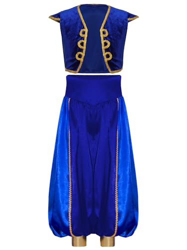 Freebily Jungen Arabische Kleidung Arabischer Prinz Outfit Weste Haremshose Set Kinder Fasching Karneval Orient Märchenprinz Party Outfit Y_Königsblau 110-116 von Freebily