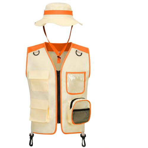 Freebily Kinder Outdoor Explorer Kostüm Frachtweste mit Hut Set Abenteuer Weste Kopfbedeckung für Cosplay Camping Angeln Spielzeug Orange One Size Freebily Kinder Outdoor Explorer Kostüm Frachtweste mit Hut Set Abenteuer Weste Kopfbedeckung für Cosplay Camping Angeln Spielzeug Orange One Size von Freebily