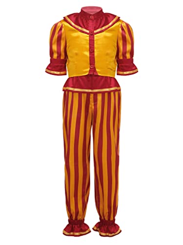 Freebily Kinderkostüm Clown Zirkus Kostüm Mottoparty Karneval Outfit Bunte Hemd Bloomers Pumphose Set Fancy Dress Up Gelb 158-164/13-14 Jahre von Freebily