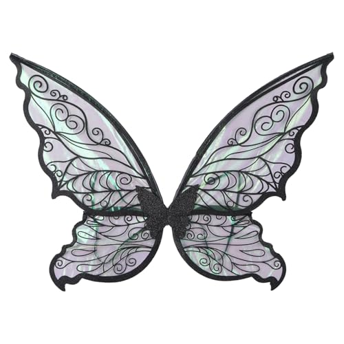 Freebily Mädchen Damen Feenflügel Set Bunt Glitzer Schmetterlingsflügel mit Elfenohren Kranz Feenstab Zauberwelt Elfen Cosplay Weihnachten Schwarz Flügel One Size Freebily Mädchen Damen Feenflügel Set Bunt Glitzer Schmetterlingsflügel mit Elfenohren Kranz Feenstab Zauberwelt Elfen Cosplay Weihnachten Schwarz Flügel One Size von Freebily