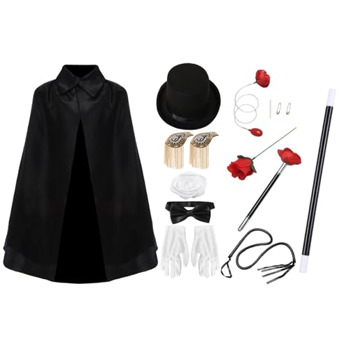 Freebily Magier Kostüm - Magier Umhang Zylinder Hut Fliege Handschuhe Zaubershow Requisiten Halloween Kostüm Geben Sie H ein One Size Freebily Magier Kostüm - Magier Umhang Zylinder Hut Fliege Handschuhe Zaubershow Requisiten Halloween Kostüm Geben Sie H ein One Size von Freebily