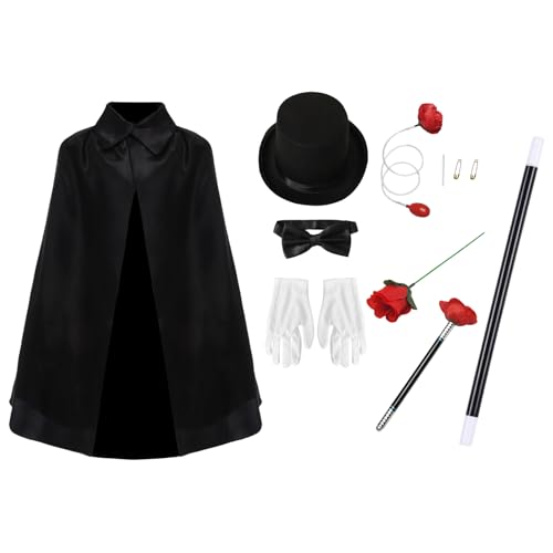 Freebily Magier Kostüm - Magier Umhang Zylinder Hut Fliege Handschuhe Zaubershow Requisiten Halloween Kostüm Tippe I One Size Freebily Magier Kostüm - Magier Umhang Zylinder Hut Fliege Handschuhe Zaubershow Requisiten Halloween Kostüm Tippe I One Size von Freebily