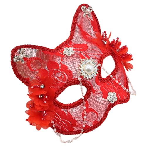 Freebily Maskerade Fuchs Kitsune Spitze Katze Maske halbe Quasten Gesichtsmaske für venezianische Themenparty Rot One Size Freebily Maskerade Fuchs Kitsune Spitze Katze Maske halbe Quasten Gesichtsmaske für venezianische Themenparty Rot One Size von Freebily