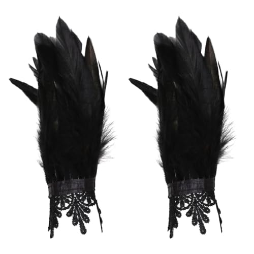 Freebily Natürlichen Federn Armbänder Gothic Punk Feder Handgelenk Manschetten mit Spitze/Perlen Deko Halloween Cosplay Karneval Verkleidung Kostüm Zubehör Schwarz A One Size Freebily Natürlichen Federn Armbänder Gothic Punk Feder Handgelenk Manschetten mit Spitze/Perlen Deko Halloween Cosplay Karneval Verkleidung Kostüm Zubehör Schwarz A One Size von Freebily