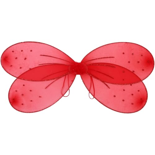 Freebily Organza Schmetterling Fee Flügel Prinzessin Engel Flügel für Halloween Dress Up Party Kostüm Rot One Size von Freebily