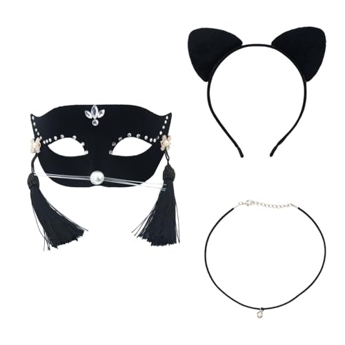 Freebily Tassels Maskerade Maske Glittered Half Face Mask mit Stirnband Choker Party Fancy Dress Typ E One Size Freebily Tassels Maskerade Maske Glittered Half Face Mask mit Stirnband Choker Party Fancy Dress Typ E One Size von Freebily