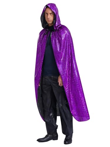 Freebily Unisex Erwachsene Herren Mittelalter Umhang Mit Kapuze Lang Glitzer Kapuzenumhang Für Halloween Cosplay Party Violett XL Freebily Unisex Erwachsene Herren Mittelalter Umhang Mit Kapuze Lang Glitzer Kapuzenumhang Für Halloween Cosplay Party Violett XL von Freebily
