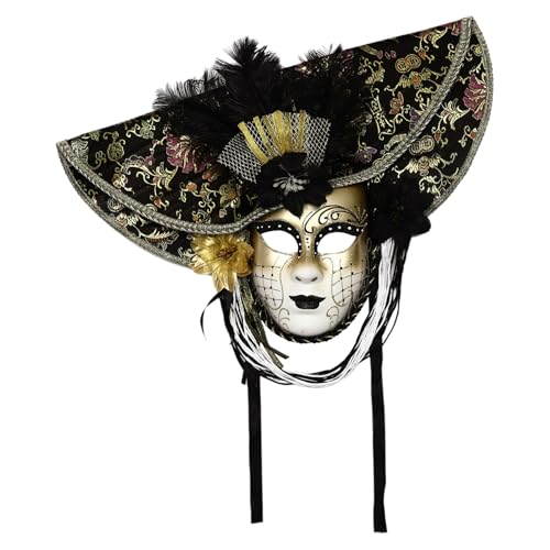 Freebily Venetianische Feder Karnevalsmaske Glitzer Übertriebene Maske Kopfschmuck Für Halloween Party Schwarz Einheitsgröße von Freebily
