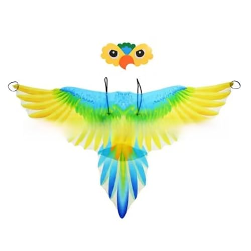 Freebily Vogelkostüm Adlerflügel Umhang Papagei Eule Falke Vogelmaske Verkleidung Halloween Partyartikel Gelb Einheitsgröße von Freebily