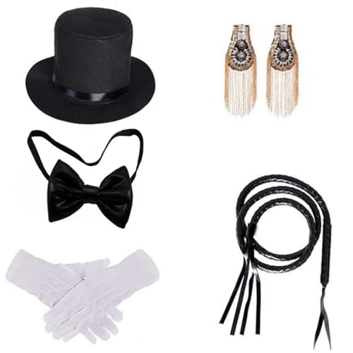 Freebily Zirkusdirektor Kostüm Ringmaster Erwachsene Löwenbändiger Set Für Halloween Cosplay Zirkus Showman Party Typ A Einheitsgröße von Freebily