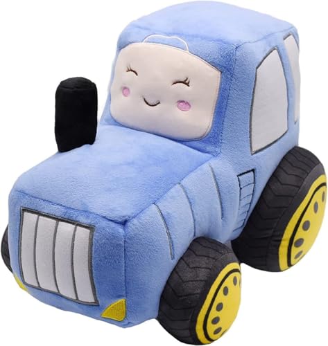 Freefire 0 cm Car Plush Tractor Filled Cushion Truck Toy Cartoon Tractor Plush Cushion, Excellent Gifts for Children Birthday Christmas Party (Blue) von Freefire