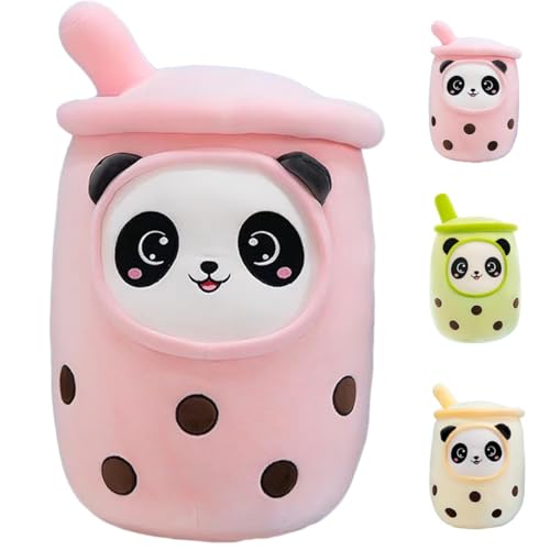 Freefire Panda Boba Kuscheltier,Bubble Tea Stofftier Plüschkissen Spielzeug Weiches Umarmungskissen Geschenk für Kinder Mädchen Jungen(Rosa,35cm) von Freefire