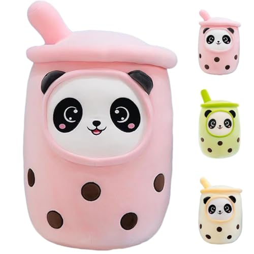 Freefire Panda Boba Kuscheltier,Bubble Tea Stofftier Plüschkissen Spielzeug Weiches Umarmungskissen Geschenk für Kinder Mädchen Jungen(Rosa,35cm) von Freefire
