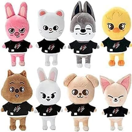 Freefire SKZ Plüschtier Plüschpuppe, süßes Cartoon-Anime-Stofftier, Wolf Chan/Leebit/DWAEKKI/Jiniret/HAN Quokka/BbokAri/PuppyM/Foxl.Ny Plüschpuppe(8) von Freefire
