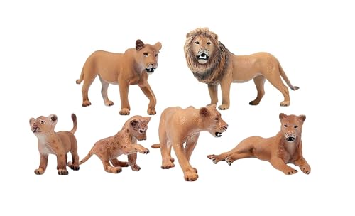Löwe Tierfiguren 6 Stück Realistisch Löwen Aktionsmodell Kunststoff Wildes Tier Lernparty bevorzugt Spielzeug Lehrreich Wald Bauernhof Spielzeug Geburtstag Cupcake Topper für Kinder von Freefire