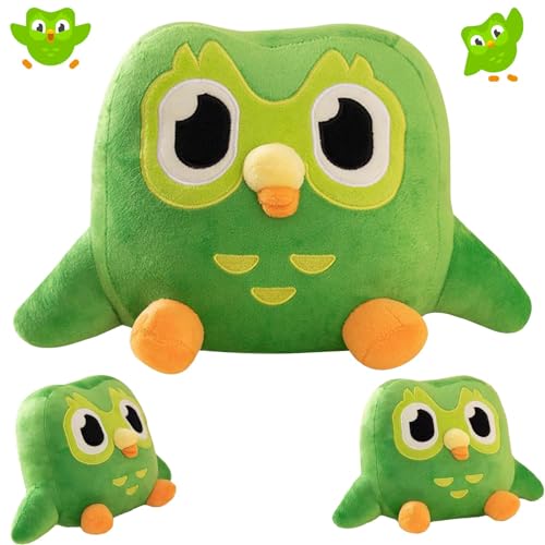 Plush, Green Owl Plush, Duolingo Plüschtier, Toy, Soft Owl Stuffed Animal Cuddly Toy, Duolingo Eule Plüschtier Puppe, Süßes Cartoon Grüne Eulen Kuscheltier(20 * 27cm) von Freefire