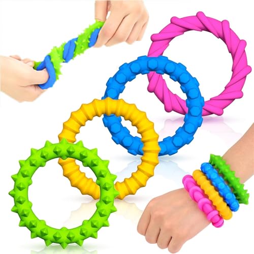 Sensorischen Armbänder, 4er Pack Wristband Dekompression Spielzeug, Sensory Zappeln Anti Stress Spielzeug für Kinder Jungen Mädchen Stressabbau & Angstlust, Autismus Und ADHS Sensorischen Armbänder, 4er Pack Wristband Dekompression Spielzeug, Sensory Zappeln Anti Stress Spielzeug für Kinder Jungen Mädchen Stressabbau & Angstlust, Autismus Und ADHS von Freefire