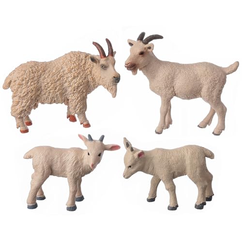 Tierfiguren aus Kunststoff, weiß, Ziegentiere, Action-Modell, Wissenschaftsprojekt, Lernspielzeug, Geburtstagsgeschenk, Kuchendekoration, für Kinder, 4 Stück Tierfiguren aus Kunststoff, weiß, Ziegentiere, Action-Modell, Wissenschaftsprojekt, Lernspielzeug, Geburtstagsgeschenk, Kuchendekoration, für Kinder, 4 Stück von Freefire